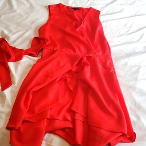 Bright Orange/Red Tulip Skirt Dress